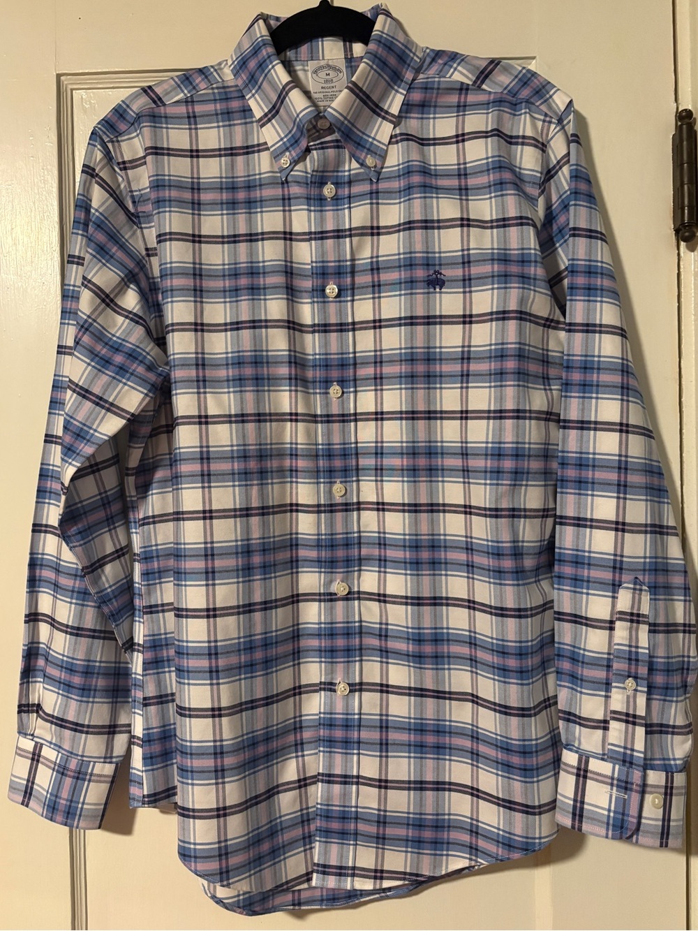 Brooks Brothers Blue and Pink Plaid Button-Down Shirt